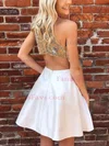 A-line Scoop Neck Satin Short/Mini Homecoming Dresses With Beading #Favs020111679