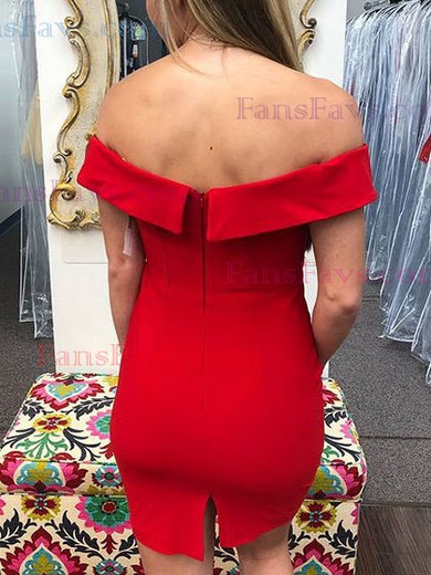 Sheath/Column Off-the-shoulder Stretch Crepe Short/Mini Homecoming Dresses #Favs020111692