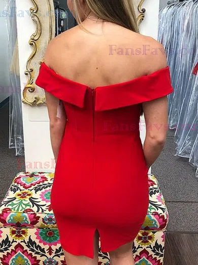 Sheath/Column Off-the-shoulder Stretch Crepe Short/Mini Homecoming Dresses #Favs020111692