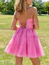 A-line Scoop Neck Tulle Short/Mini Homecoming Dresses With Lace #Favs020111697