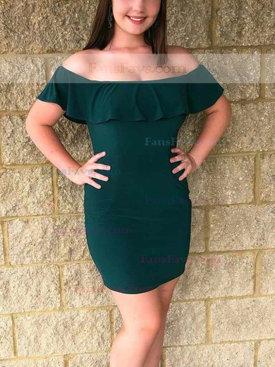 Sheath/Column Off-the-shoulder Jersey Short/Mini Homecoming Dresses With Cascading Ruffles #Favs020111699