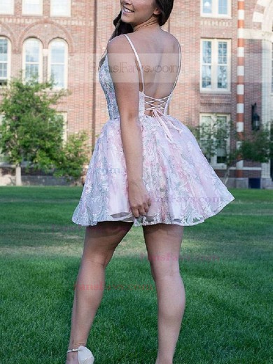 A-line V-neck Lace Short/Mini Homecoming Dresses #Favs020111700