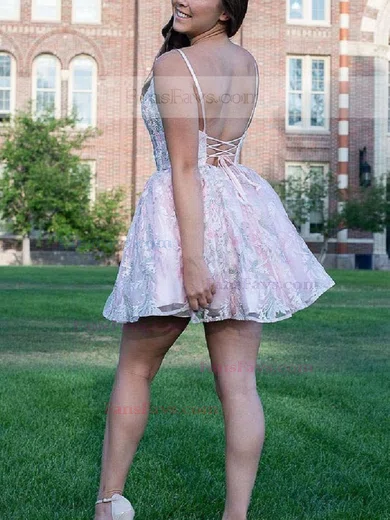 A-line V-neck Lace Short/Mini Homecoming Dresses #Favs020111700