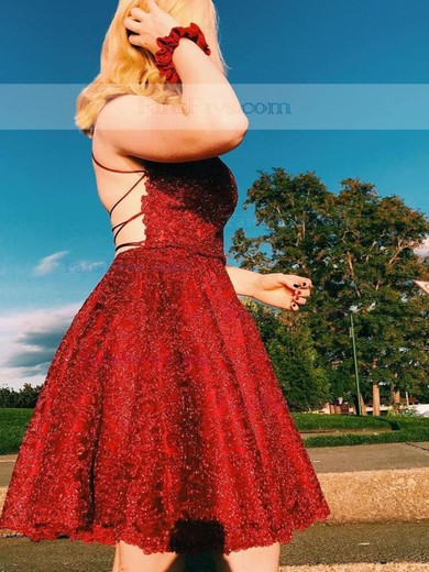 A-line Scoop Neck Lace Knee-length Homecoming Dresses With Beading #Favs020111701