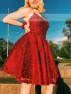 A-line Scoop Neck Lace Knee-length Homecoming Dresses With Beading #Favs020111701