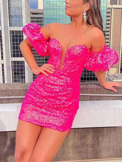 Sheath/Column V-neck Sequined Short/Mini Homecoming Dresses With Split Front #Favs020111711