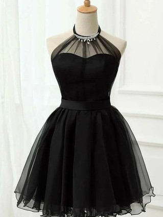 A-line Halter Tulle Short/Mini Homecoming Dresses With Crystal Detailing #Favs020111718
