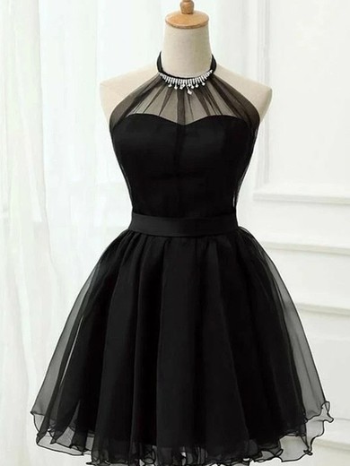 A-line Halter Tulle Short/Mini Homecoming Dresses With Crystal Detailing #Favs020111718