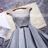 A-line Scoop Neck Satin Lace Short/Mini Sashes / Ribbons Lace-up Sweet Short Prom Dresses #Favs020103476