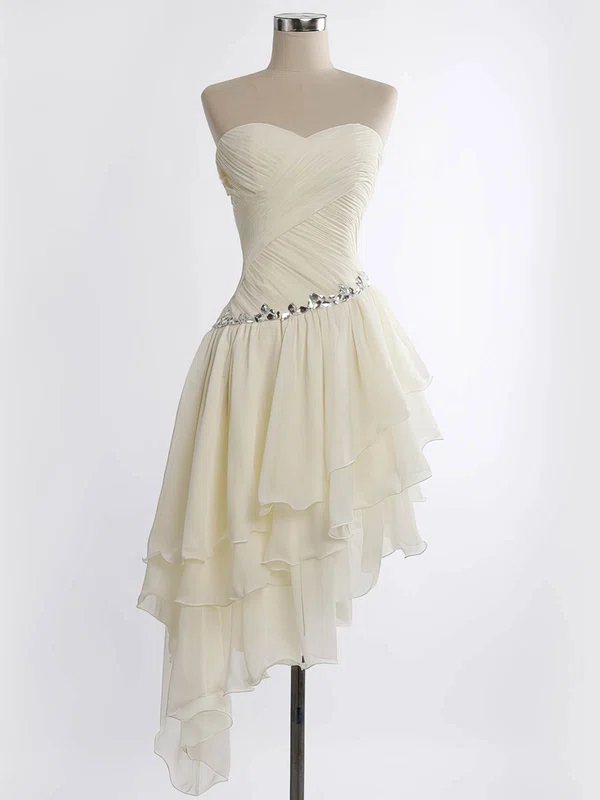 A-line Sweetheart Chiffon Asymmetrical Beading High Low Beautiful Short Prom Dresses #Favs020103611