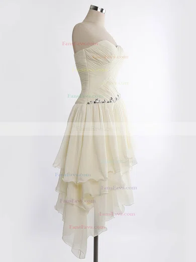 A-line Sweetheart Chiffon Asymmetrical Beading High Low Beautiful Short Prom Dresses #Favs020103611