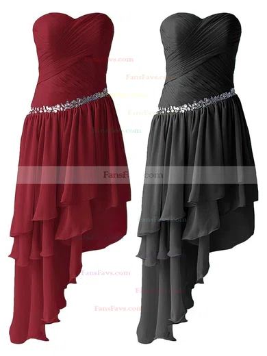 A-line Sweetheart Chiffon Asymmetrical Beading High Low Beautiful Short Prom Dresses #Favs020103611