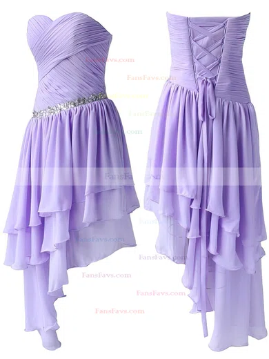 A-line Sweetheart Chiffon Asymmetrical Beading High Low Beautiful Short Prom Dresses #Favs020103611