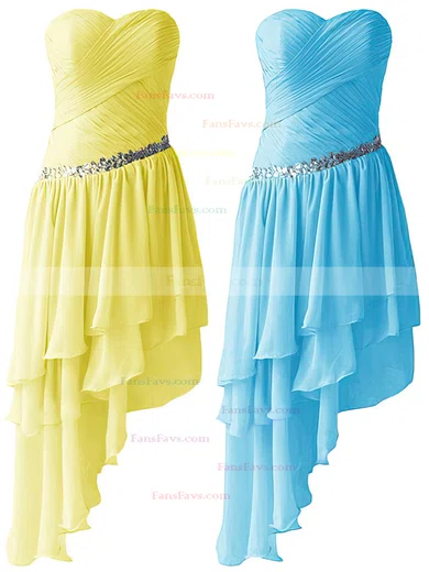 A-line Sweetheart Chiffon Asymmetrical Beading High Low Beautiful Short Prom Dresses #Favs020103611