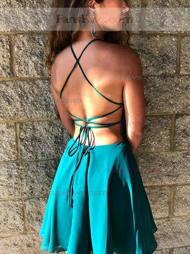 A-line Scoop Neck Chiffon Knee-length Homecoming Dresses With Appliques Lace #Favs020111732