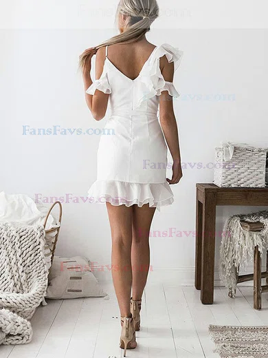 Sheath/Column V-neck Chiffon Short/Mini Homecoming Dresses With Cascading Ruffles #Favs020111748
