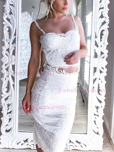 Sheath/Column Sweetheart Tulle Lace Knee-length Homecoming Dresses With Appliques Lace #Favs020111752