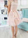 A-line Scoop Neck Lace Tulle Short/Mini Homecoming Dresses With Appliques Lace #Favs020111754