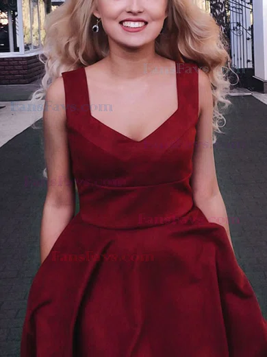 A-line V-neck Stretch Crepe Short/Mini Homecoming Dresses #Favs020111765