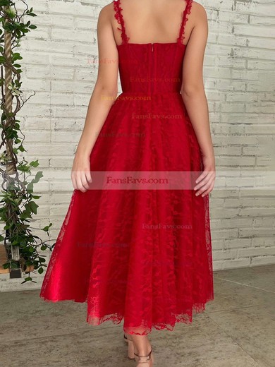A-line Sweetheart Lace Tulle Ankle-length Homecoming Dresses With Buttons #Favs020111768