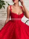 A-line Sweetheart Lace Tulle Ankle-length Homecoming Dresses With Buttons #Favs020111768