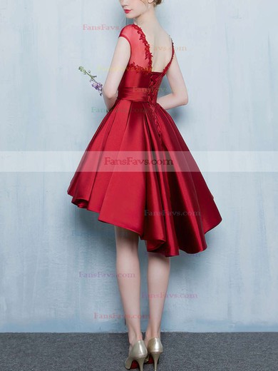 Princess Scoop Neck Satin Asymmetrical Beading Prom Dresses #Favs020103133