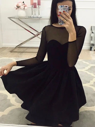 A-line Scoop Neck Stretch Crepe Short/Mini Homecoming Dresses #Favs020111775