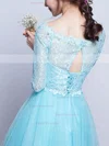 Pretty A-line Scoop Neck Lace Tulle Short/Mini Beading 1/2 Sleeve Short Prom Dresses #Favs020102871