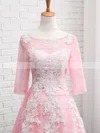 Pretty A-line Scoop Neck Tulle Tea-length Appliques Lace 3/4 Sleeve Short Prom Dresses #Favs020103006