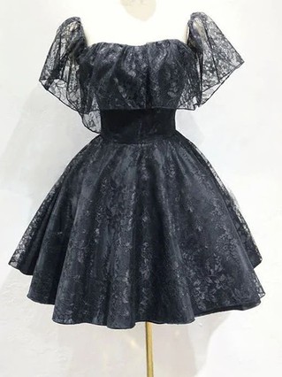 A-line Square Neckline Lace Knee-length Homecoming Dresses #Favs020111792