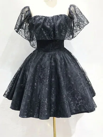 A-line Square Neckline Lace Knee-length Homecoming Dresses #Favs020111792