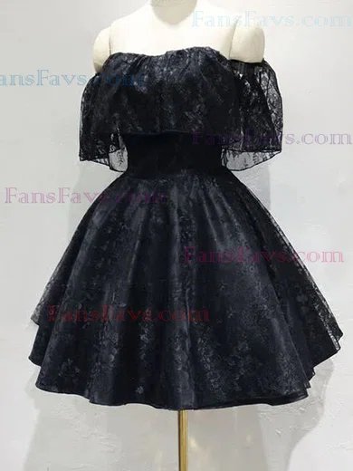 A-line Square Neckline Lace Knee-length Homecoming Dresses #Favs020111792