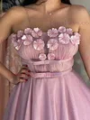 A-line Strapless Tulle Knee-length Homecoming Dresses With Sashes / Ribbons #Favs020111794