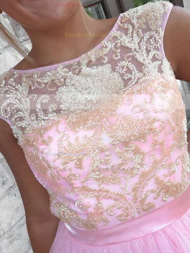 A-line Scoop Neck Tulle Short/Mini Homecoming Dresses With Lace #Favs020111797