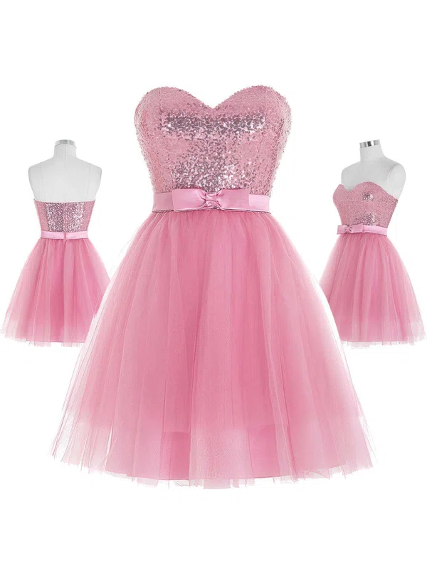 Princess Sweetheart Tulle Sequined Short/Mini Sashes / Ribbons Prom Dresses #Favs020103249