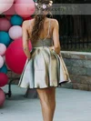 A-line V-neck Shimmer Crepe Short/Mini Homecoming Dresses With Pockets #Favs020111800