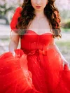 A-line Sweetheart Tulle Tea-length Homecoming Dresses With Sashes / Ribbons #Favs020111803
