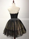 Princess Sweetheart Tulle Short/Mini Appliques Lace Black For Less Short Prom Dresses #Favs020103252