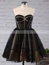 Princess Sweetheart Tulle Short/Mini Appliques Lace Black For Less Short Prom Dresses #Favs020103252