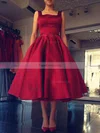 Ball Gown Square Neckline Satin Tea-length Bow Short Prom Dresses #Favs020104134