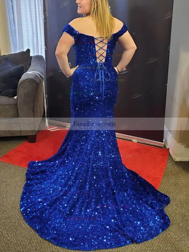 Trumpet/Mermaid Off-the-shoulder Sequined Sweep Train Prom Dresses #Favs020111832