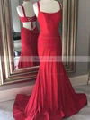 Trumpet/Mermaid Scoop Neck Jersey Sweep Train Prom Dresses #Favs020111853