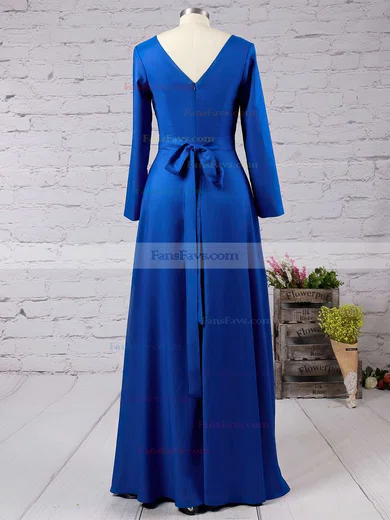 A-line Scoop Neck Silk-like Satin Floor-length Sashes / Ribbons Prom Dresses #Favs02016785