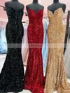 Trumpet/Mermaid V-neck Sequined Sweep Train Prom Dresses #Favs020111888