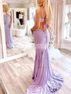 Trumpet/Mermaid V-neck Jersey Sweep Train Prom Dresses With Beading #Favs020111898