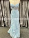 Trumpet/Mermaid Sweetheart Lace Tulle Sweep Train Prom Dresses With Appliques Lace #Favs020111995