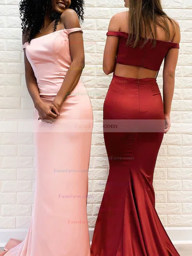 Trumpet/Mermaid Off-the-shoulder Silk-like Satin Sweep Train Prom Dresses #Favs020112008