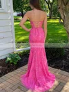 Trumpet/Mermaid Sweetheart Tulle Sweep Train Prom Dresses With Appliques Lace #Favs020112068