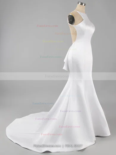 Trumpet/Mermaid Scoop Neck Stretch Crepe Sweep Train Cascading Ruffles Prom Dresses #Favs02016910