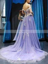 Princess Off-the-shoulder Tulle Sweep Train Prom Dresses With Appliques Lace #Favs020112131